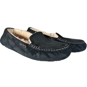 UGG Black Suede Leather Mens Ascot Slippers US 11